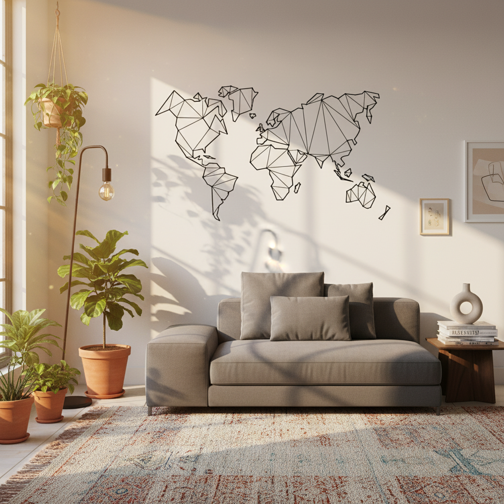 Adesivo de Parede Mapa-Mndi Origami