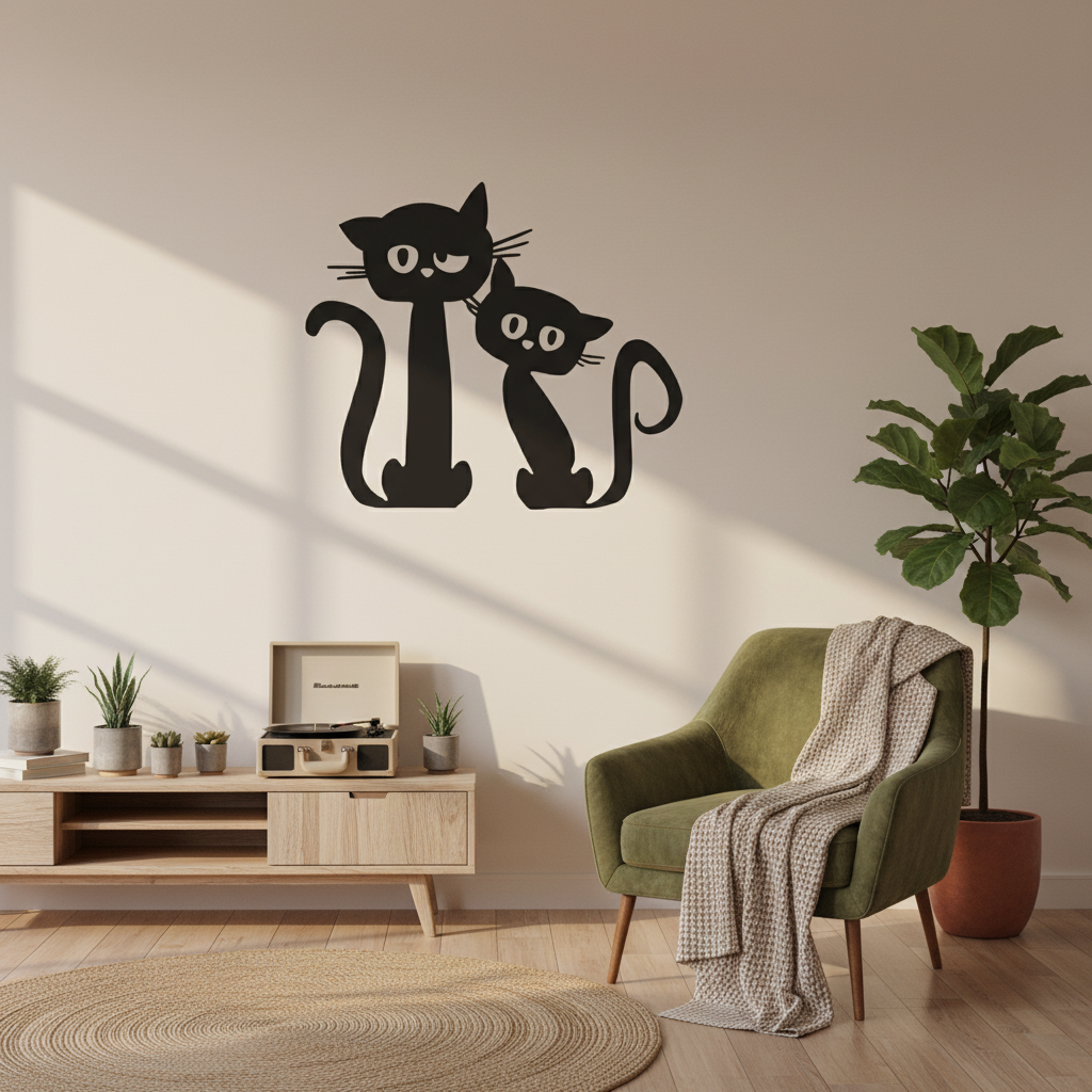 Adesivo de Parede Animais Casal de Gatos