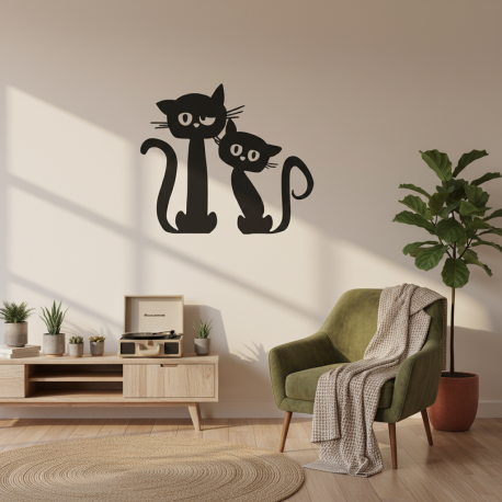 Adesivo de Parede Animais Casal de Gatos