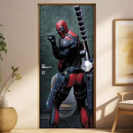 Adesivo Para Porta Deadpool 4