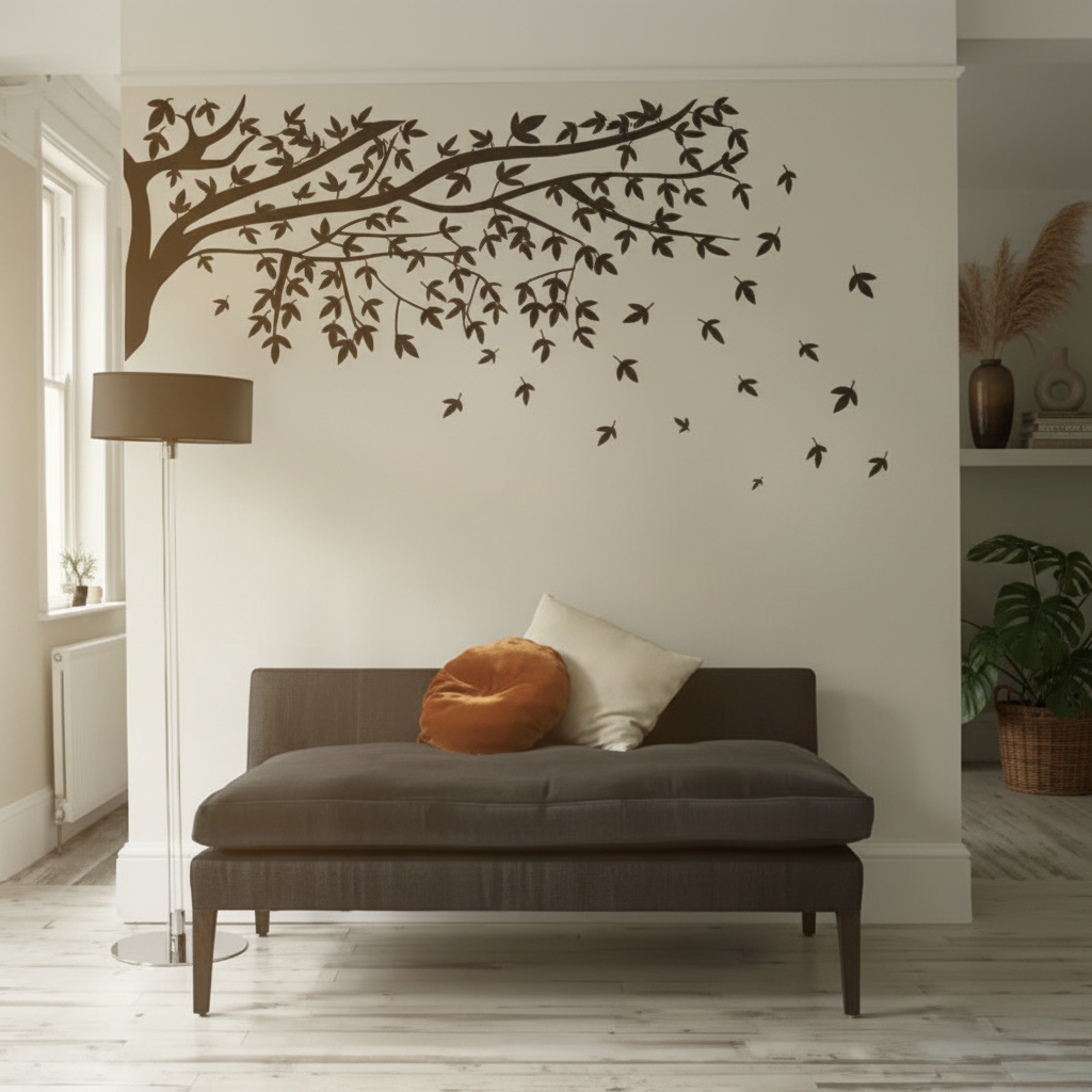 Adesivo de Parede Floral Folhas Caindo