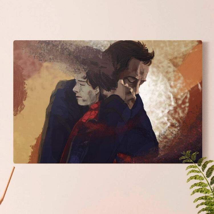 Placa Decorativa Tony Stark e Peter Parker