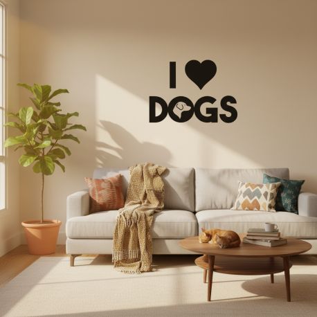 Adesivo de Parede Animais Eu Amo Cachorros