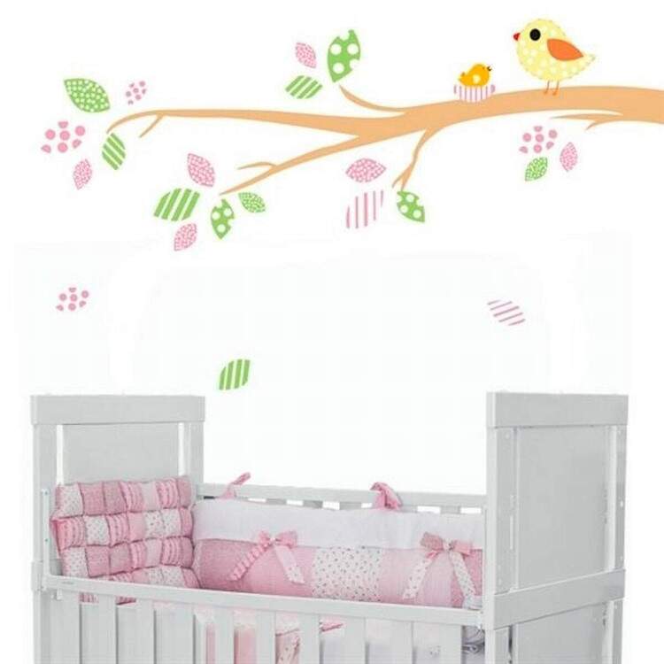 Adesivo de parede Infantil Pssaro no Galho Patchwork
