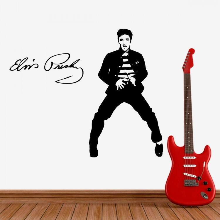 Adesivo de Parede Elvis Presley e Assinatura