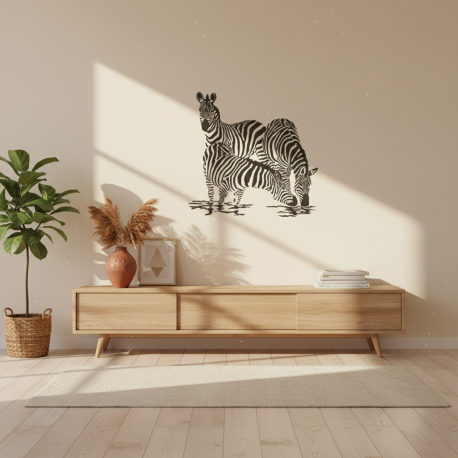 Adesivo de Parede Zebras Bebendo gua
