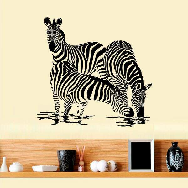 Adesivo de Parede Zebras Bebendo gua
