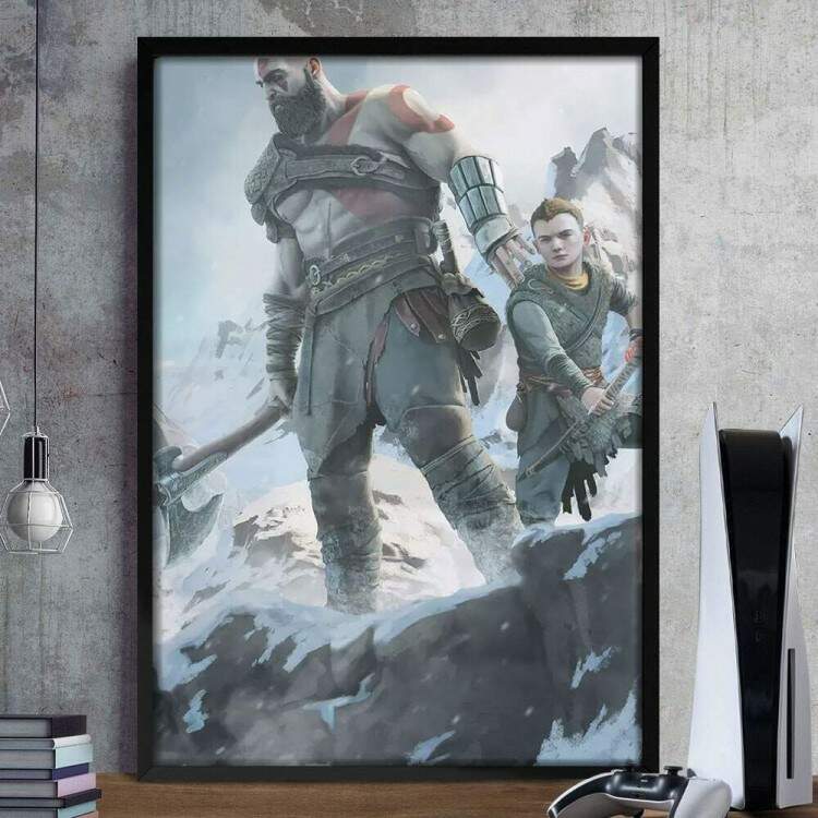 Quadro Decorativo Games God Of War Artreus e Kratos