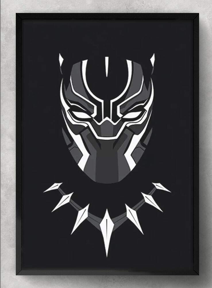 Quadro Decorativo Her�is Pantera Negra Minimalista