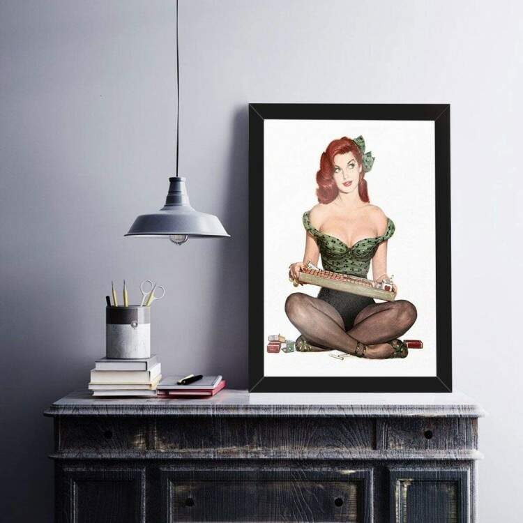 Quadro Decorativo Pin Up Com Cartas de Baralho