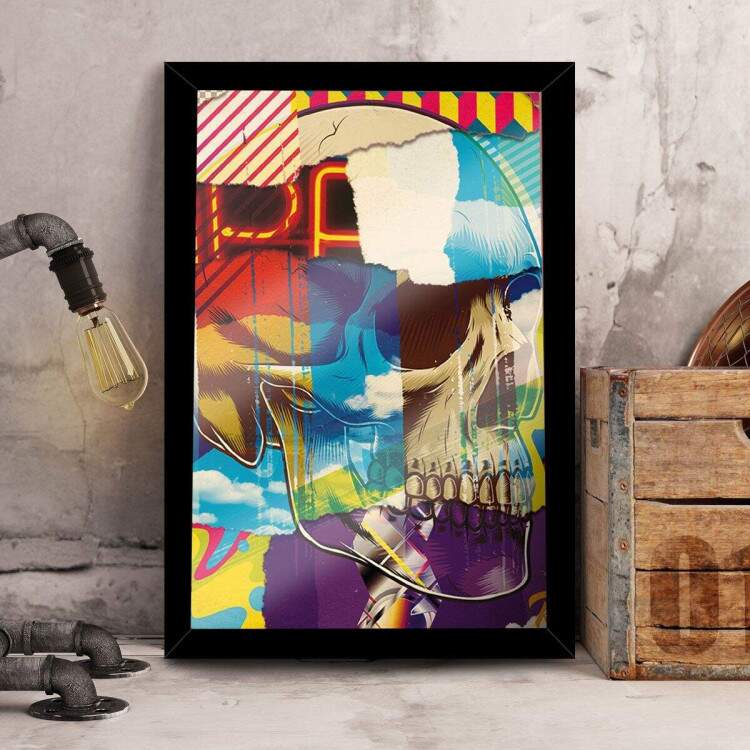 Quadro Decorativo Pop Art Caveira