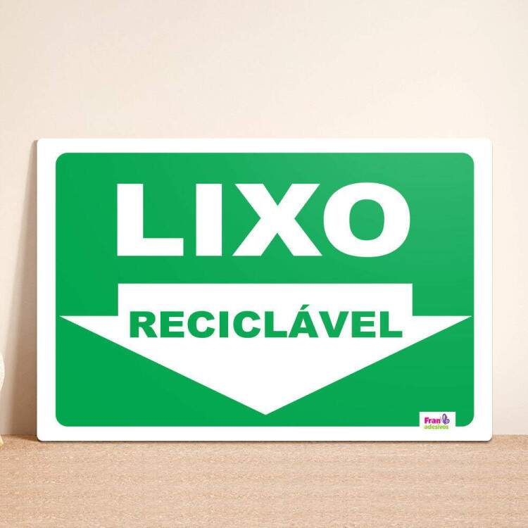 Placa Decorativa Sinalizao Lixo Reciclvel