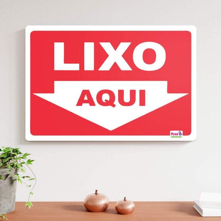 Placa Decorativa Sinalizao Lixo Aqui