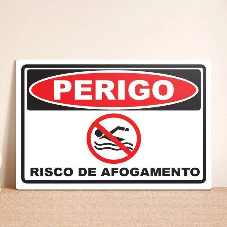 Placa Decorativa Sinalizao Risco de Afogamento