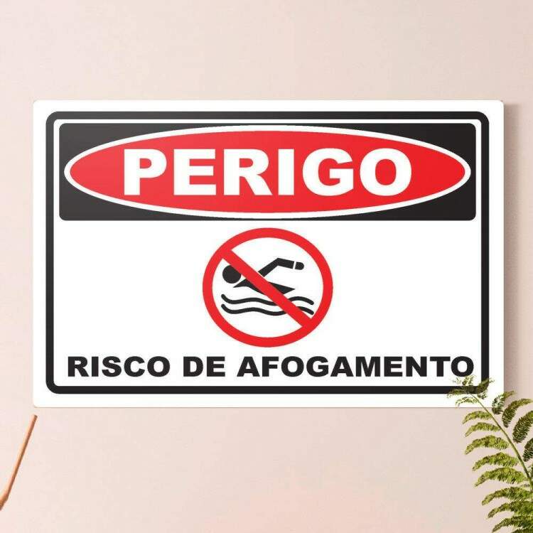 Placa Decorativa Sinalizao Risco de Afogamento