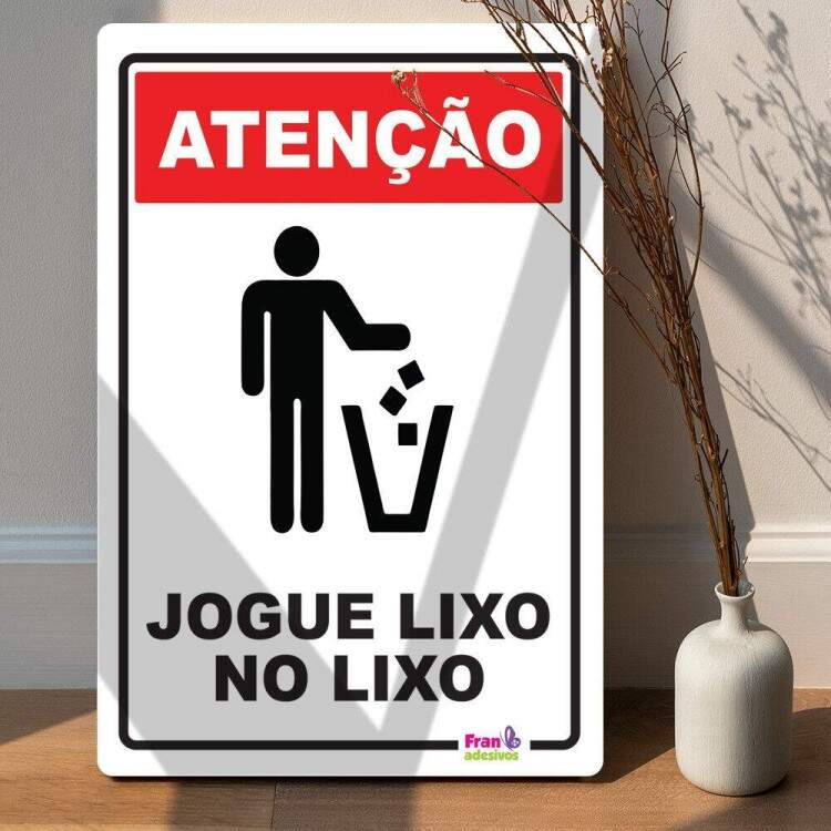 Placa Decorativa Sinalizao Lixo no Lixo