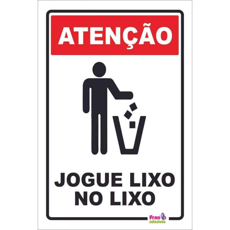 Placa Decorativa Sinalizao Lixo no Lixo