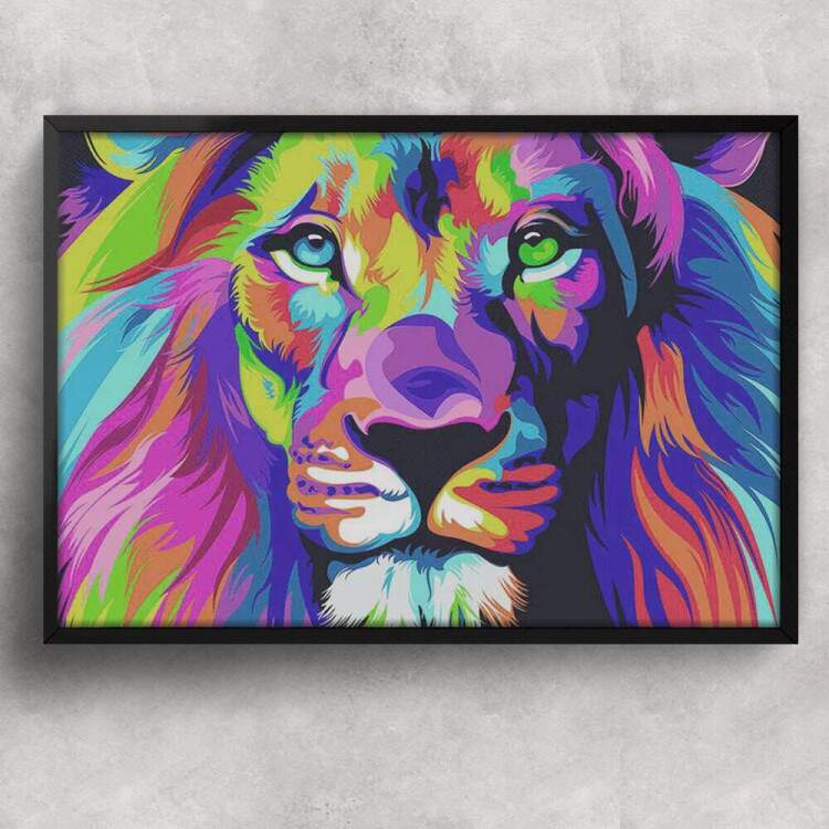 Quadro Decorativo Animais 51 - Leo Aquarela