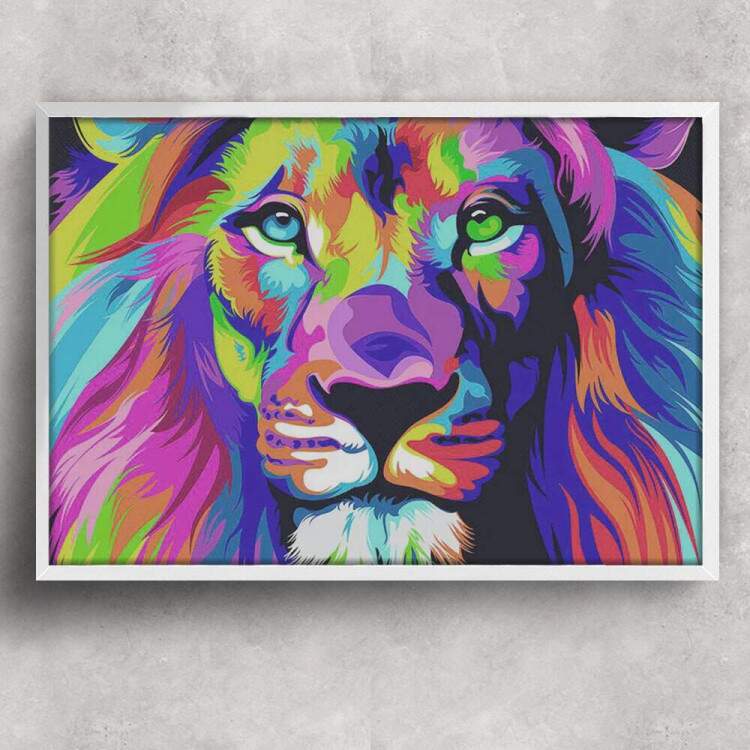 Quadro Decorativo Animais 51 - Leo Aquarela