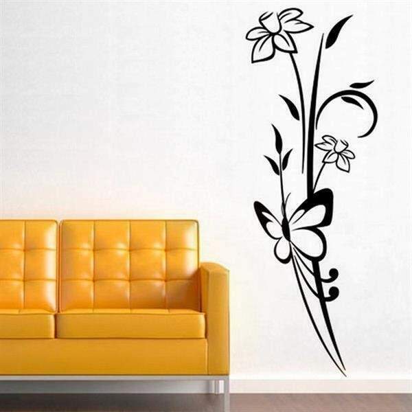 Adesivo de Parede Floral Modelo 15 (floral com borboleta)
