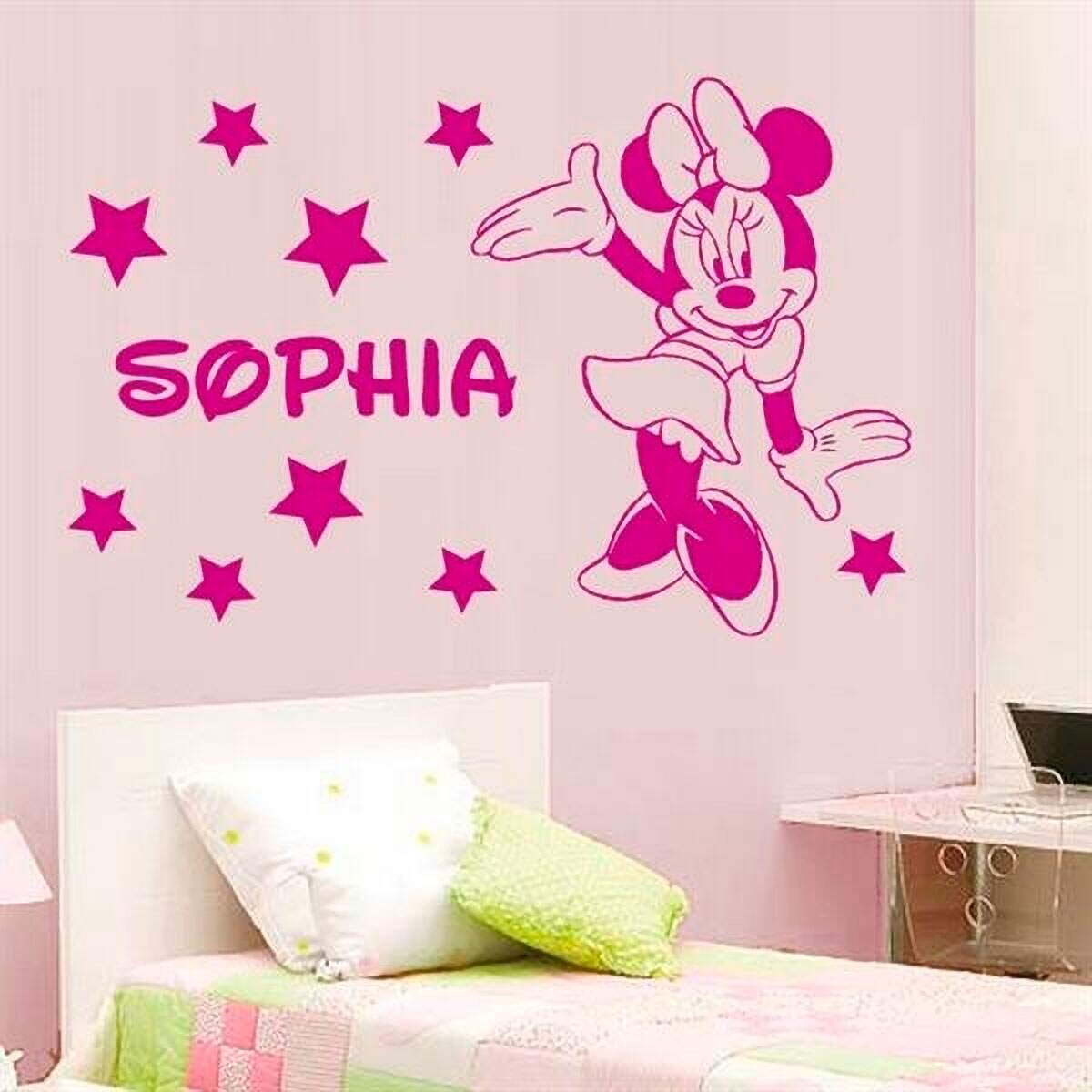 Adesivo de Parede Infantil Minnie com nome personalizado