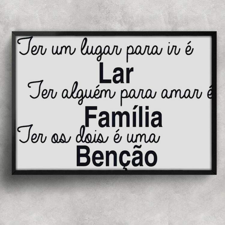 Quadro Decorativo Frase Famlia