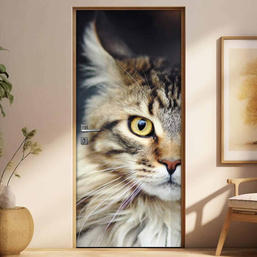 Adesivo Para Porta Animais Gato Selvagem