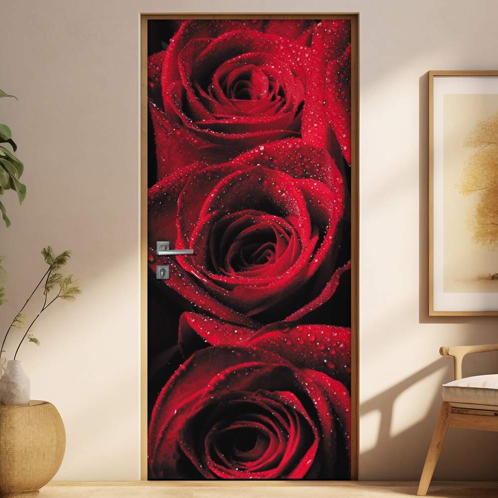 Adesivo Para Porta Florais Rosas