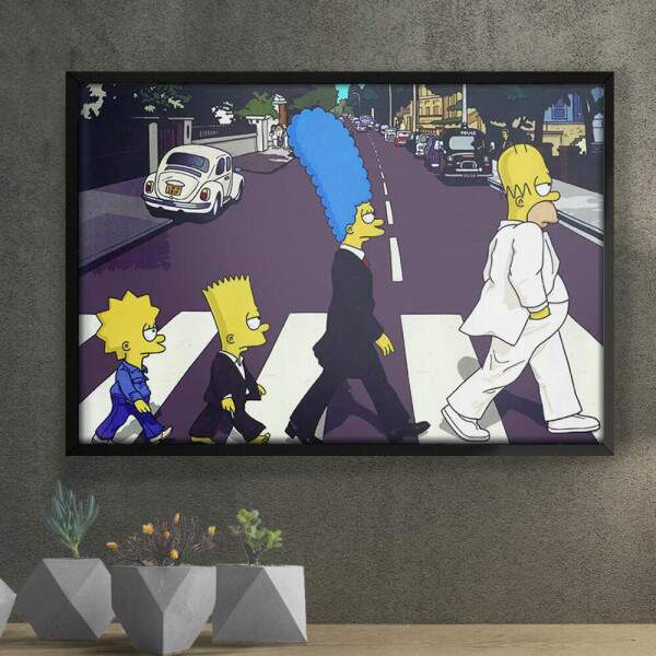 Quadro Decorativo Os Simpsons Abbey Road