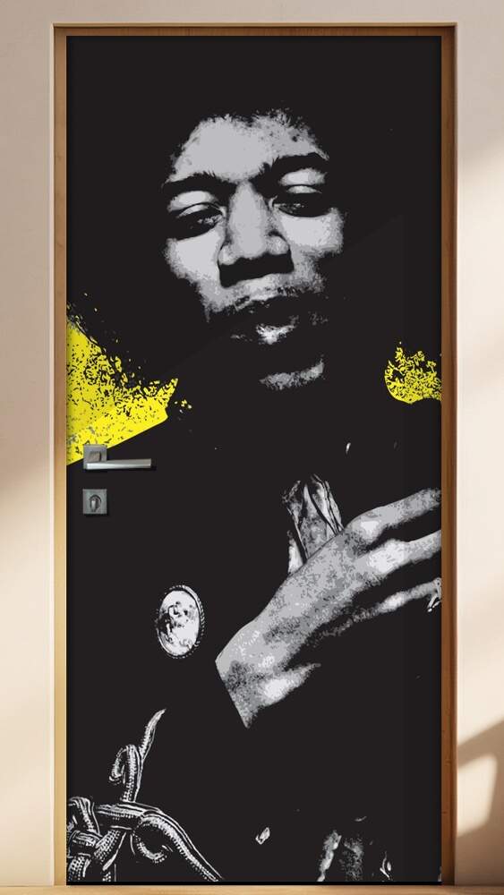 Adesivo Para Porta Personalidades Jimi Hendrix 3