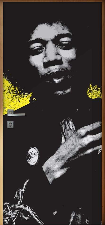 Adesivo Para Porta Personalidades Jimi Hendrix 3