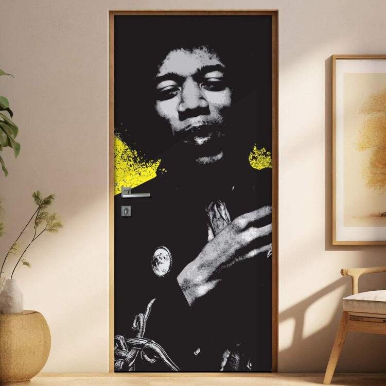 Adesivo Para Porta Personalidades Jimi Hendrix 3