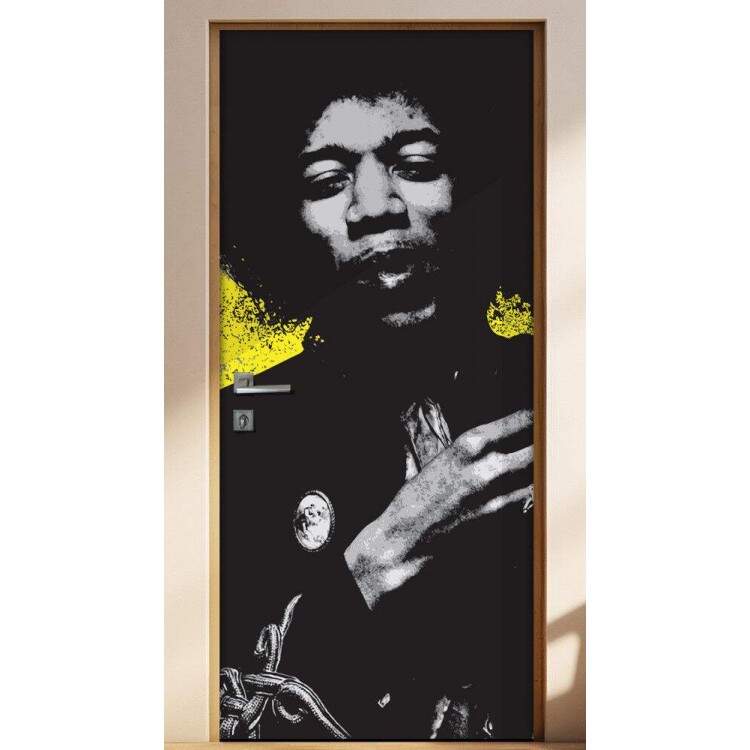 Adesivo Para Porta Personalidades Jimi Hendrix 3