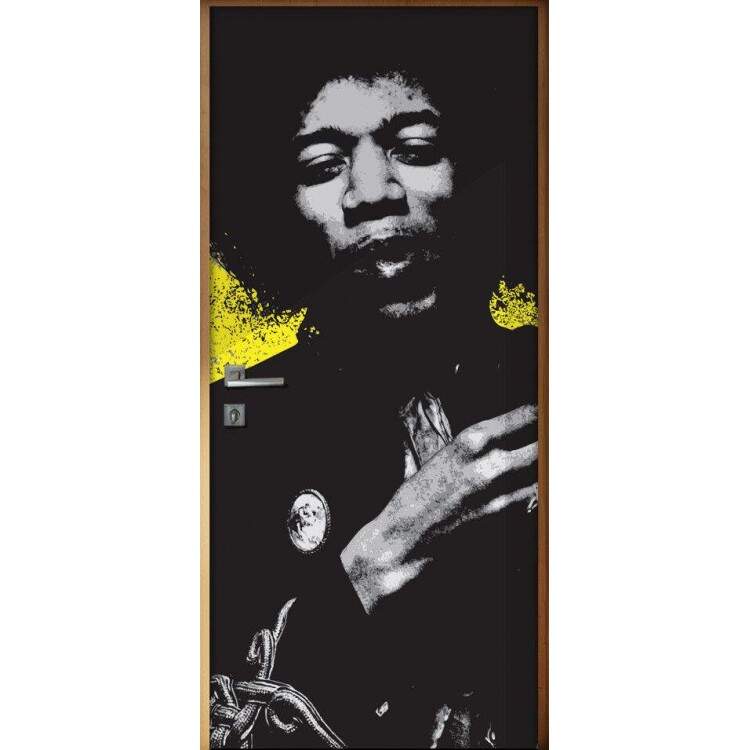 Adesivo Para Porta Personalidades Jimi Hendrix 3