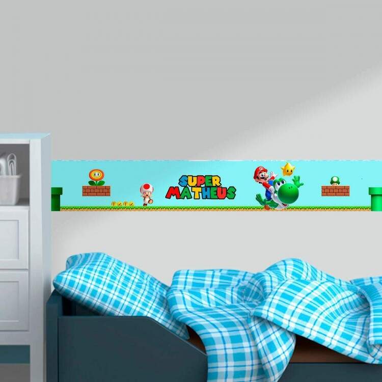 Faixa Decorativa Super Mario com Nome