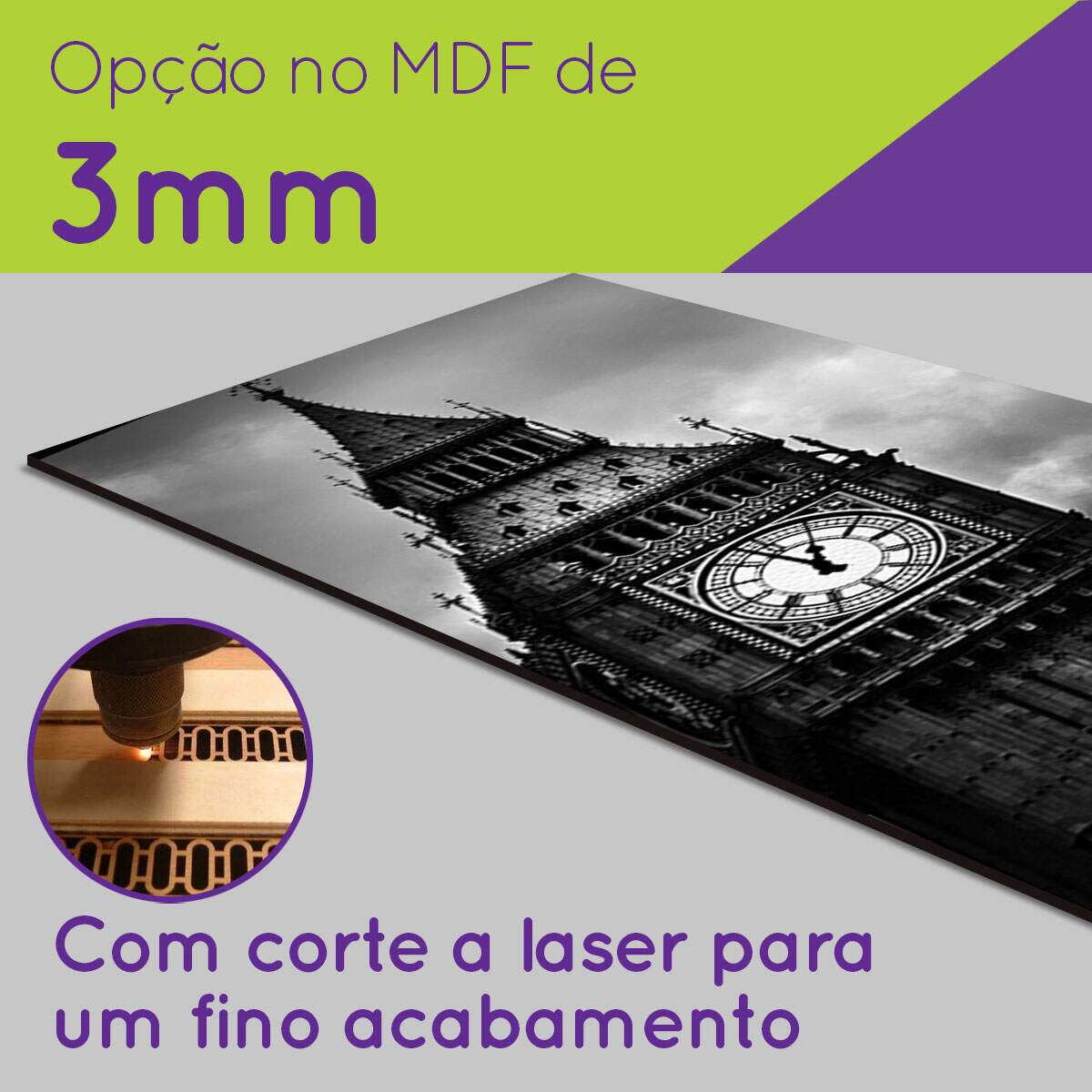 Kit 5 Quadros Decorativos Mosaico Londres Big Ben 02