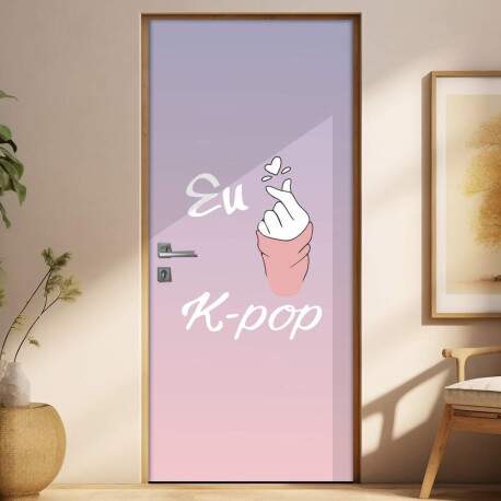 Adesivo para Porta Eu Amo K-Pop