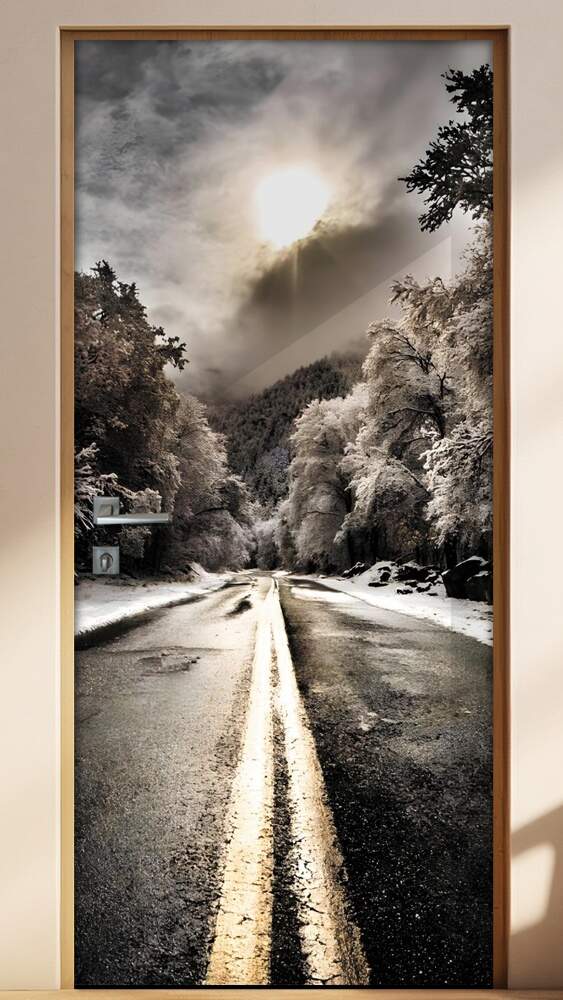 Adesivo Para Porta Pontes E Estradas Rodovia No Inverno