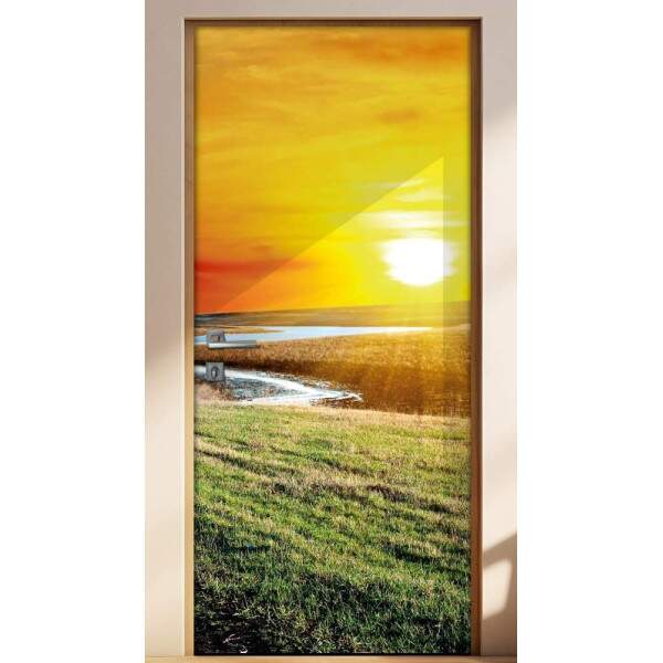 Adesivo de Porta Paisagem Pr do Sol