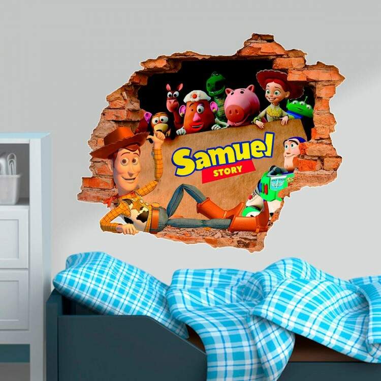 Adesivo de Parede Buraco Falso 3D Toy Story Nome