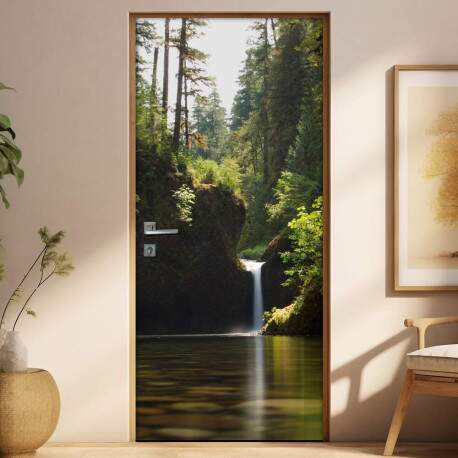 Adesivo Para Porta Paisagem Cachoeira