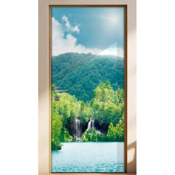 Adesivo Para Porta Paisagens Cachoeira Ao Fundo