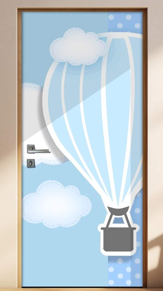 Adesivo para Porta Infantil Bal�o com Nuvens