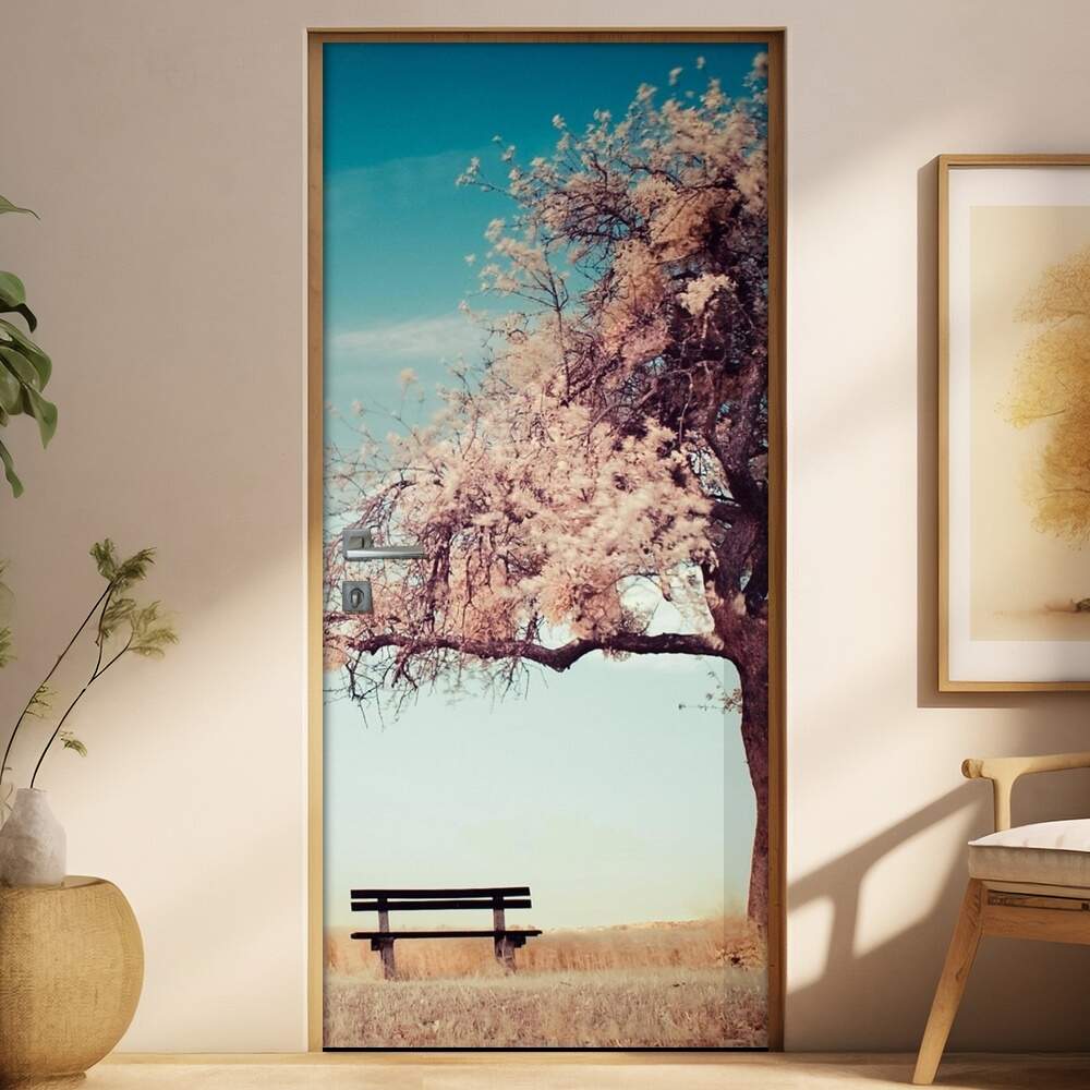 Adesivo para Porta Paisagem rvore e Banco