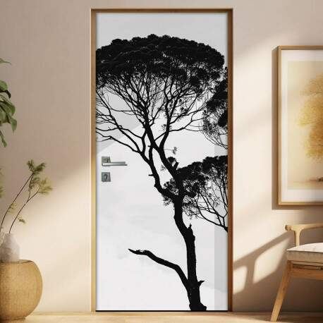 Adesivo para Porta Paisagem rvores Silhuetas
