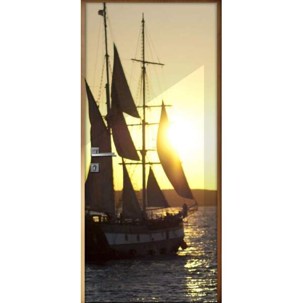 Adesivo Para Porta Pr Do Sol Com Caravela