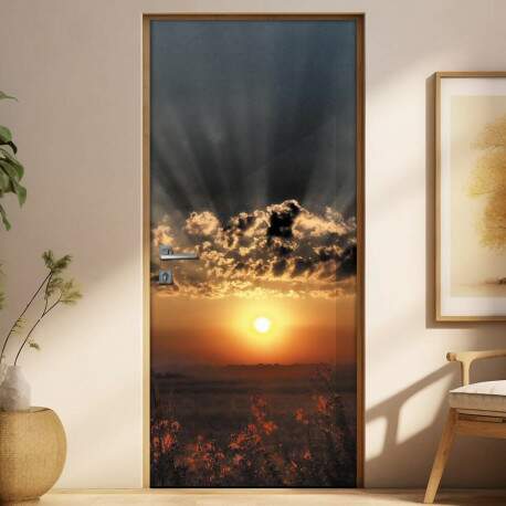 Adesivo Para Porta Pr Do Sol Com Nuvens