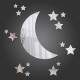 Espelho Decorativo Meia Lua e Estrelas