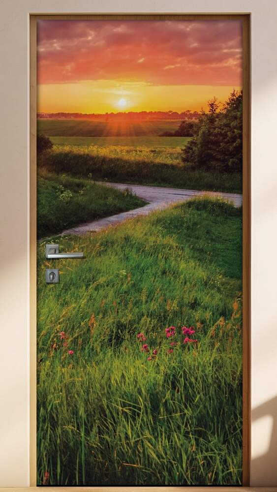 Adesivo Para Porta P�r Do Sol No Campo
