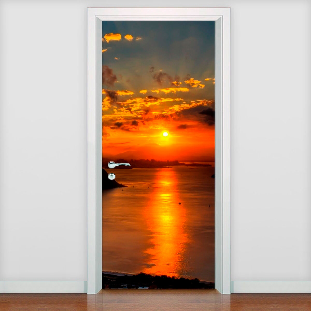 Adesivo De Porta Por Do Sol No Mar